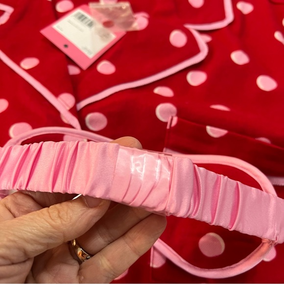 Kate Spade 3 Piece Flannel Red & Pink Polka Dot Pajama Set. Size Large. NWT. - Picture 11 of 14